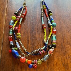 Multicolor Beaded Necklace with Gold Accents